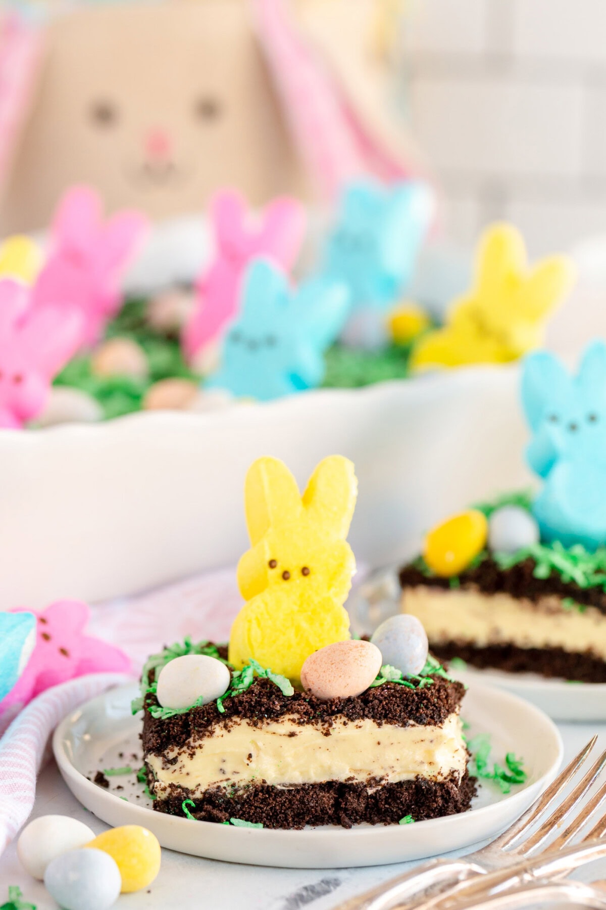 slice of Easter Dirt Cake