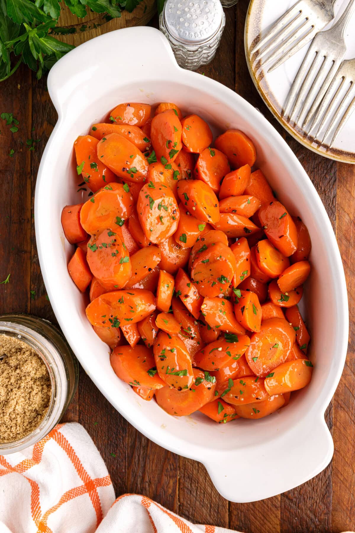 casserole dish of Glazed Carrots