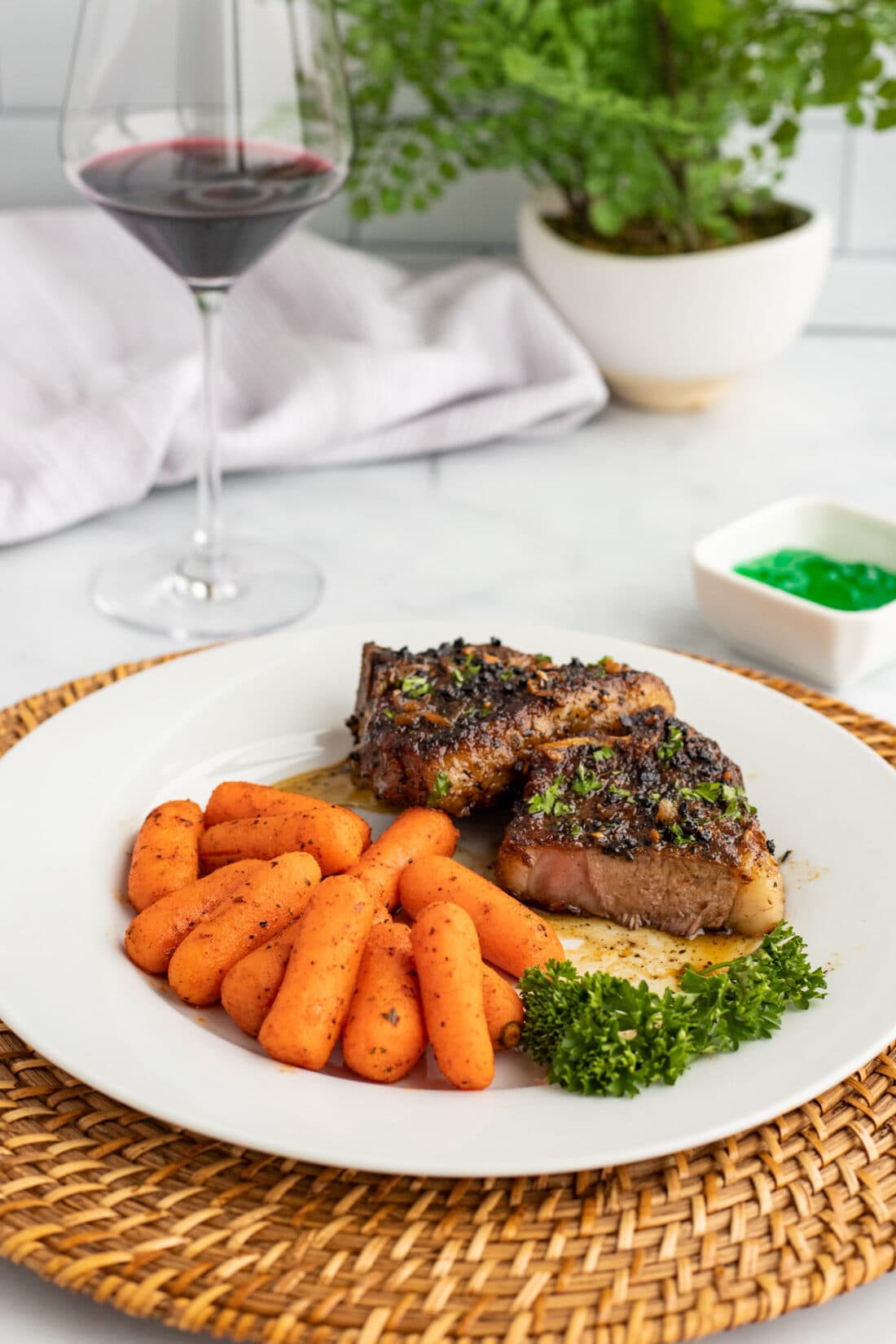 Lamb Chops and carrots on plate