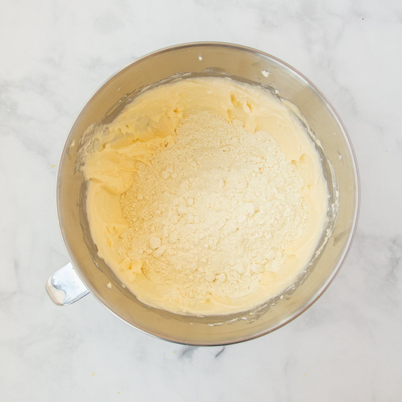 dry cake mix in lemon cookie dough