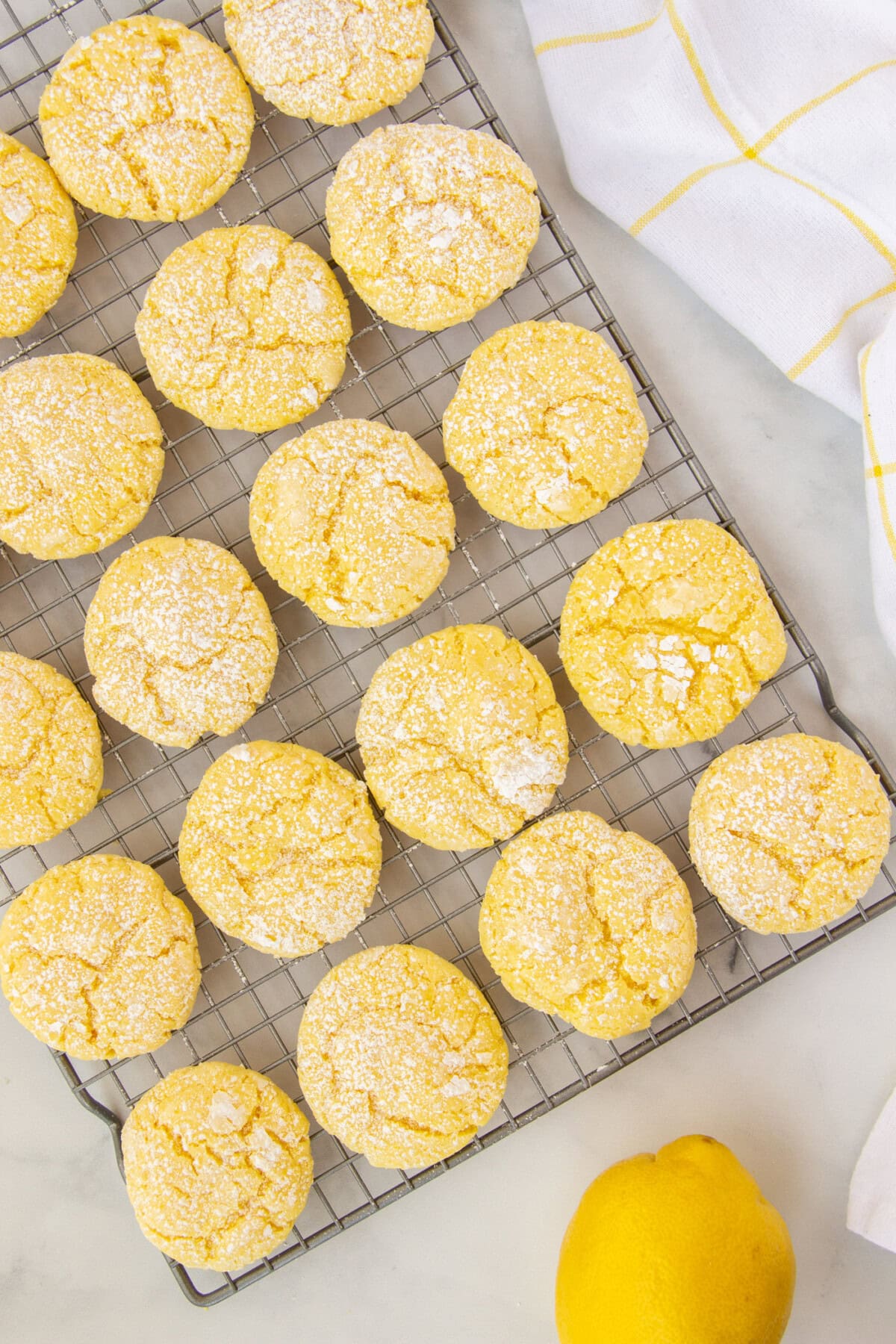Lemon Cake Mix Cookies on a wire rak