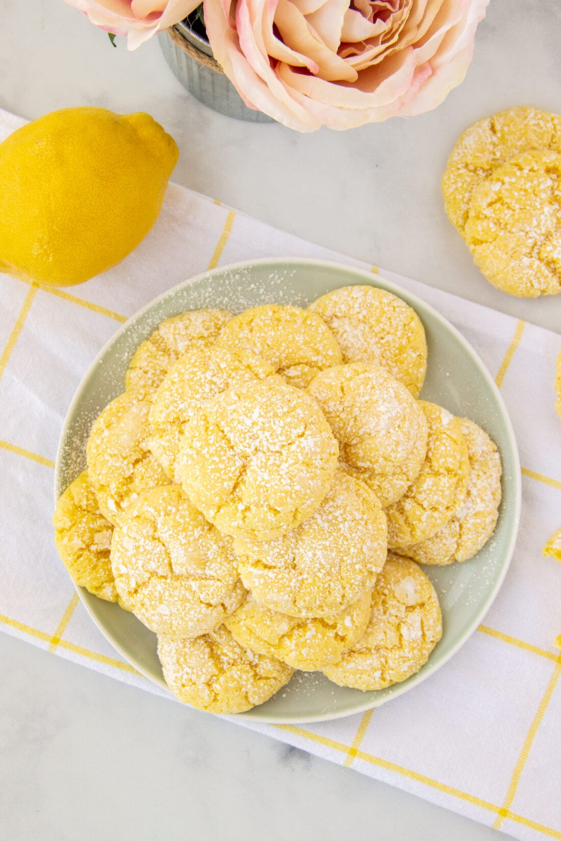 plate of Lemon Cake Mix Cookies
