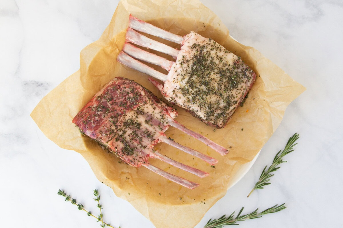 rack of lamb marinating