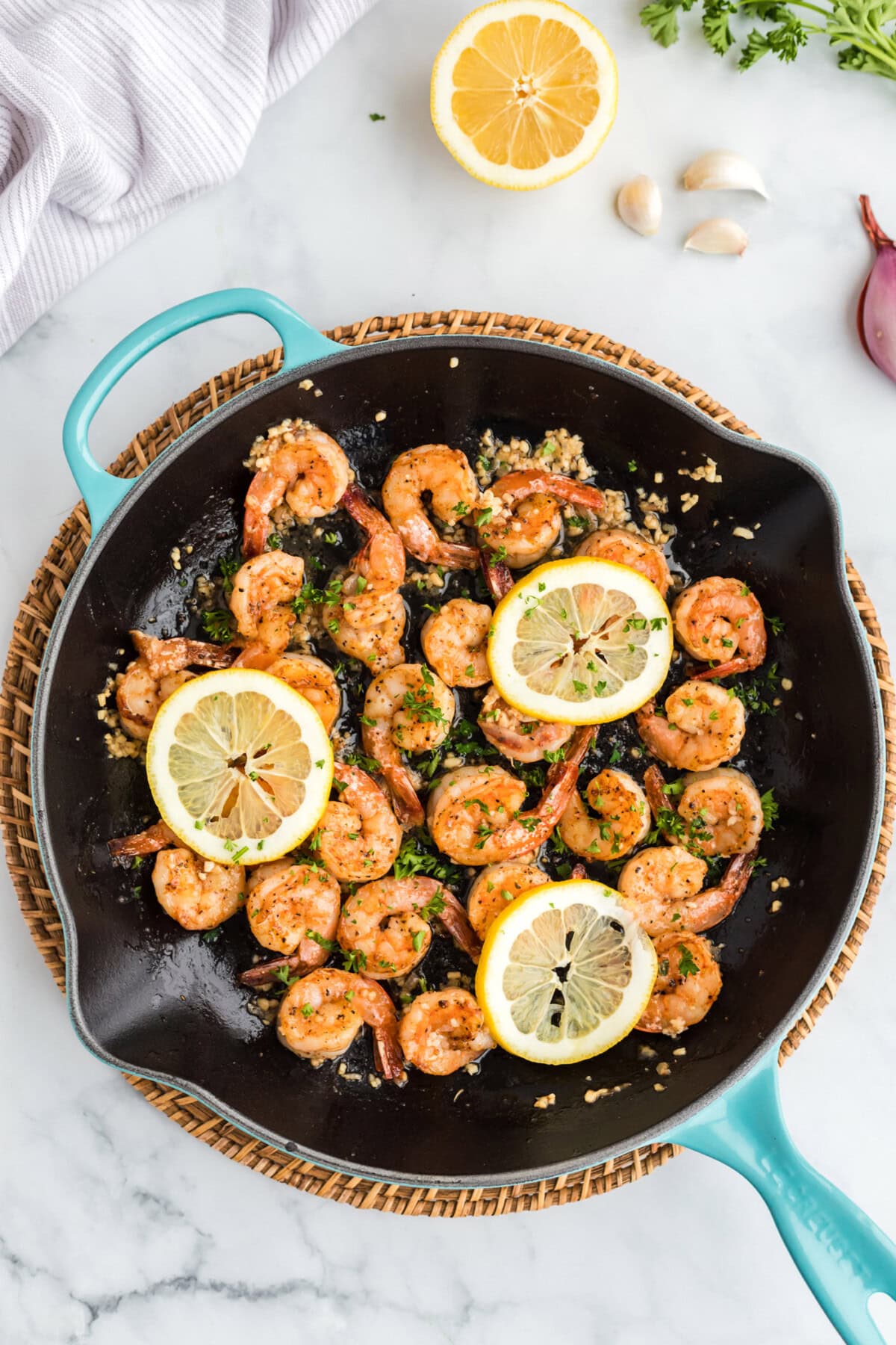 Sauteed Shrimp in a skillet