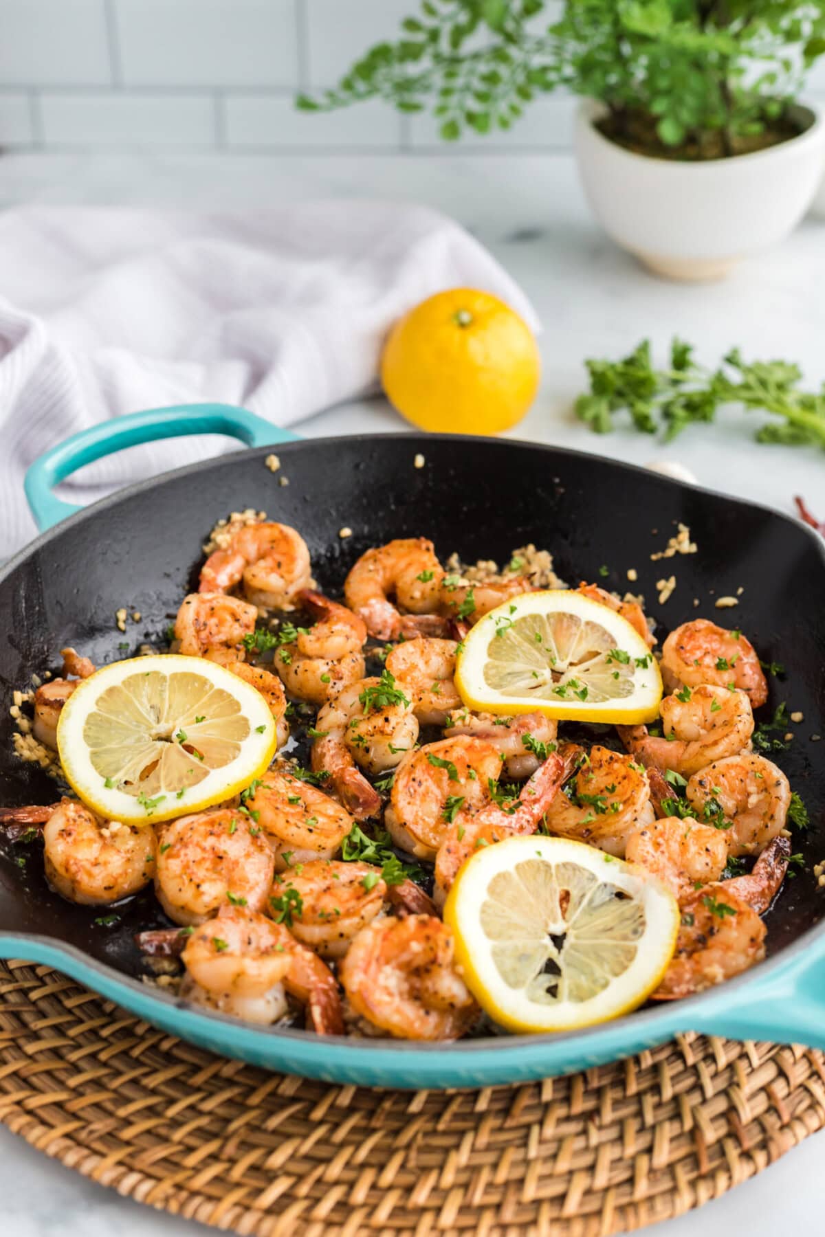 skillet of Sauteed Shrimp