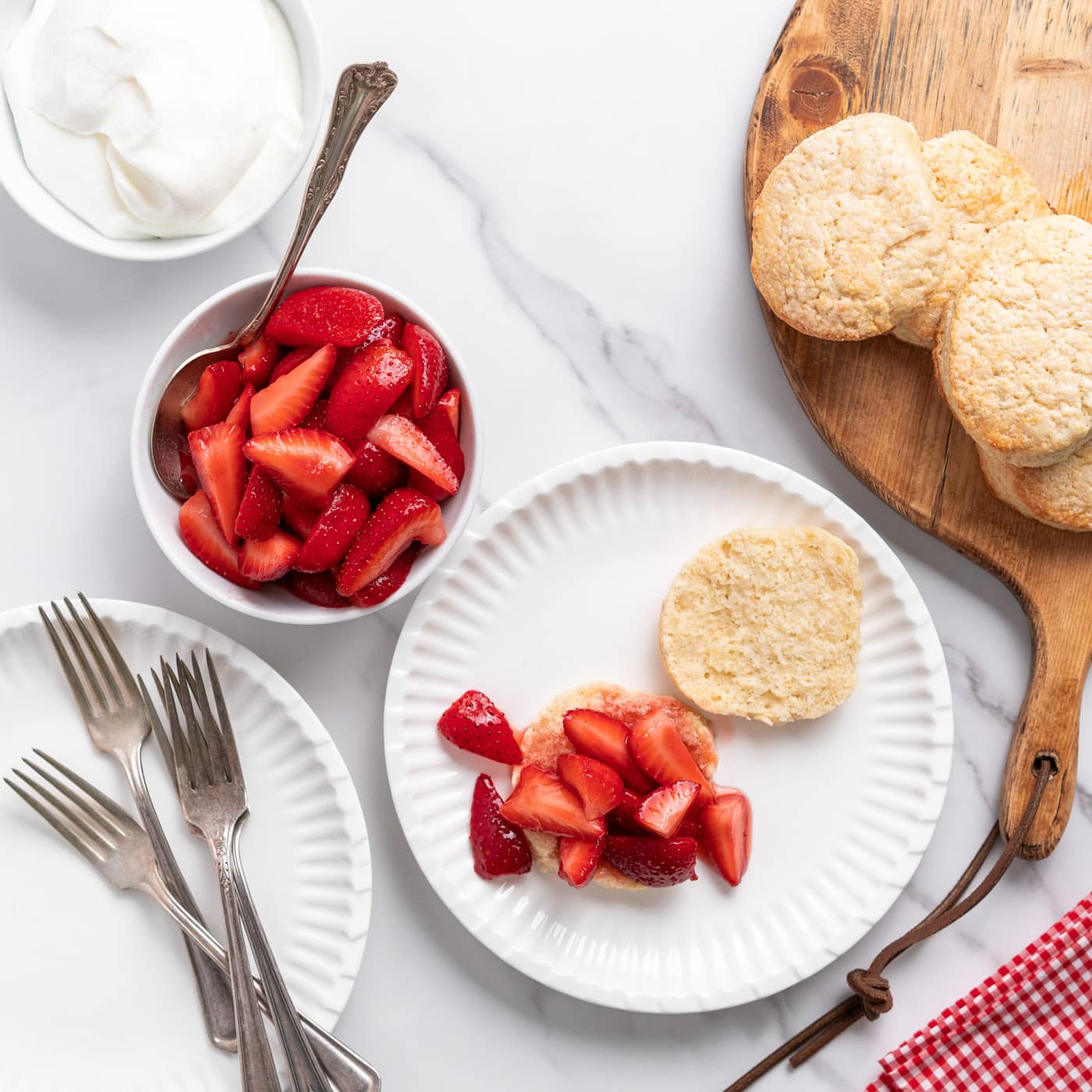 strawberries on biscuits