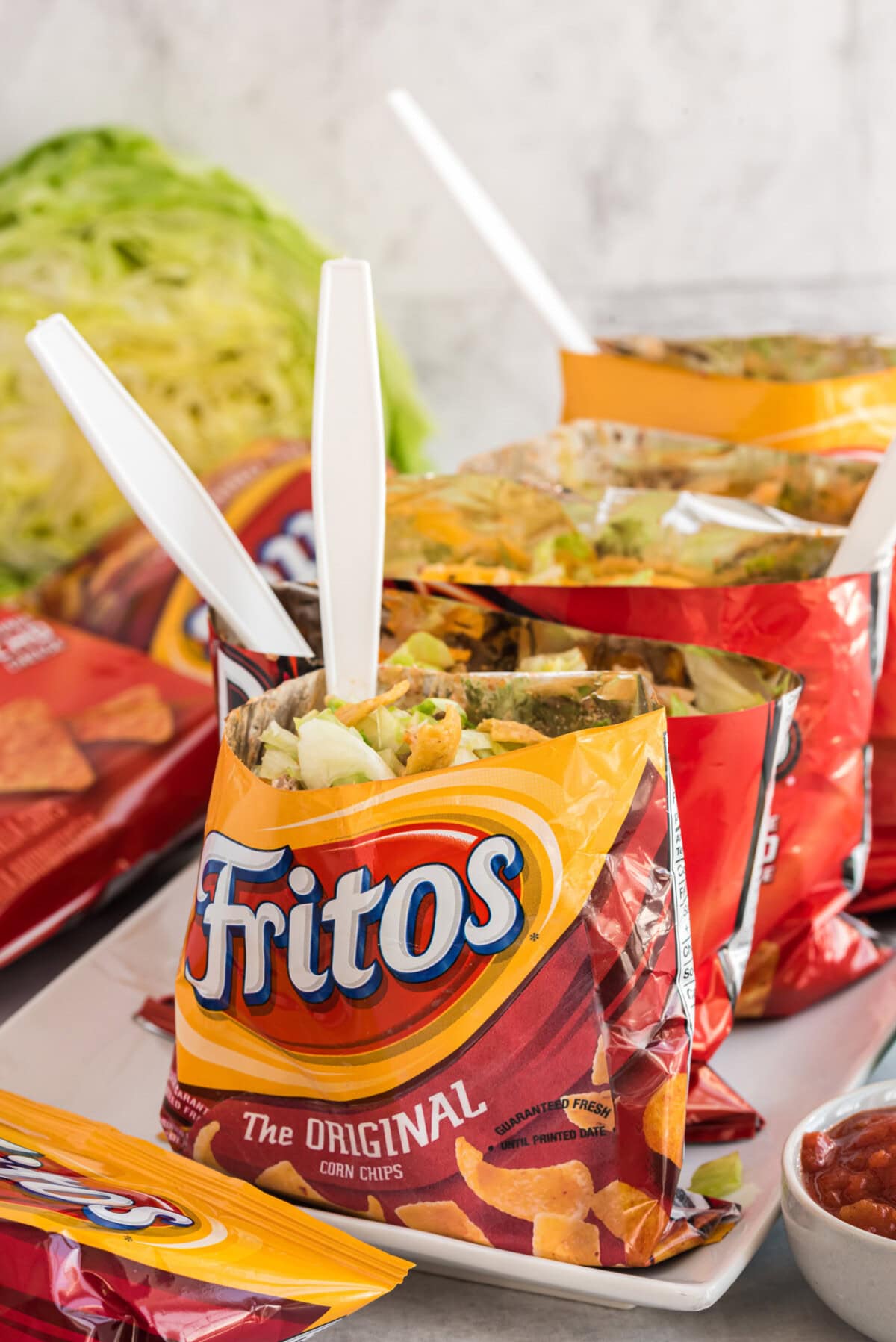 Walking Tacos on a tray