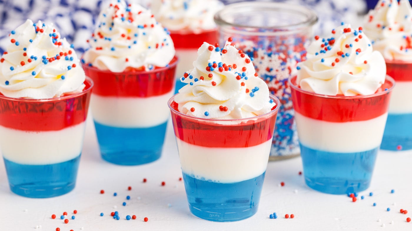 A fun twist on regular jello shots, these red, white, and blue layered jello shooters will be the st