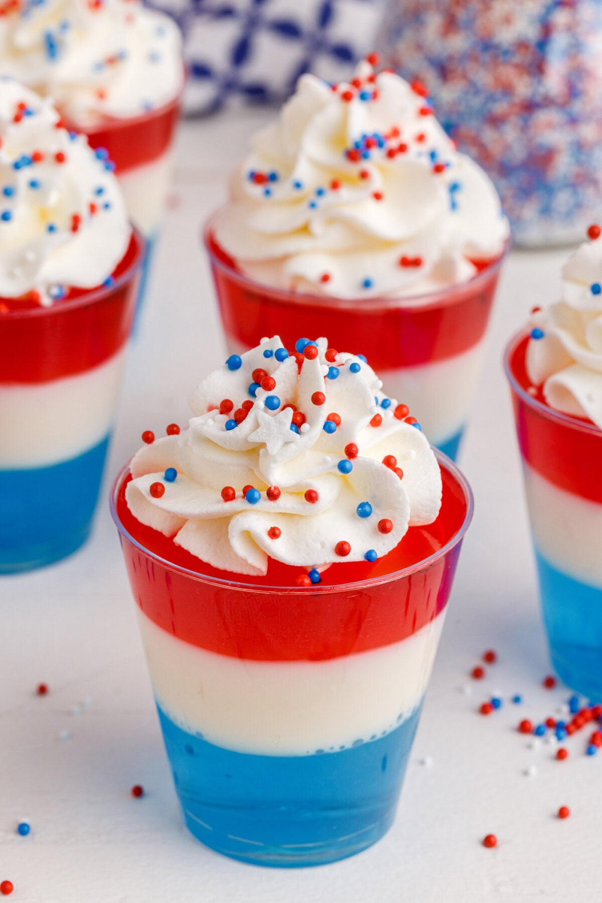 red white and blue Jello Shots