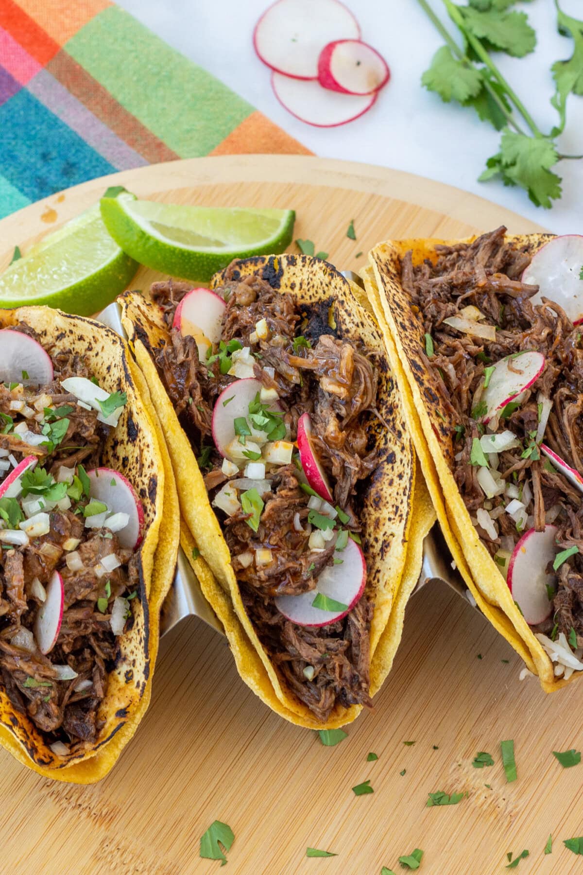 Beef Barbacoa in corn tortillas