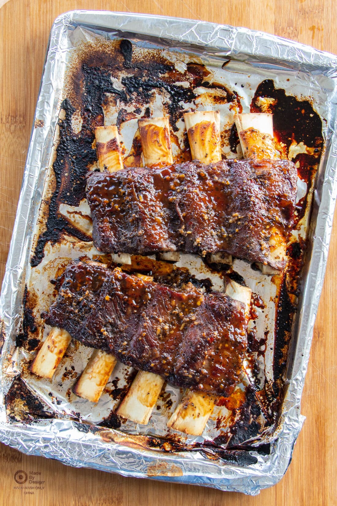 Beef Ribs on a pan that were made in the oven