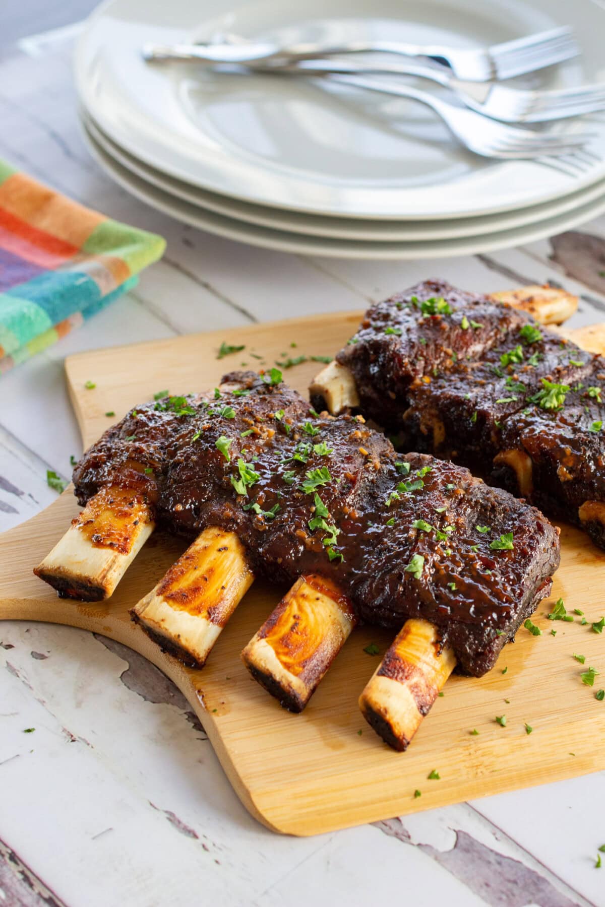 Beef Ribs on a wood board