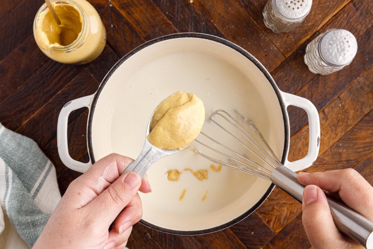 dijon mustard over cream sauce