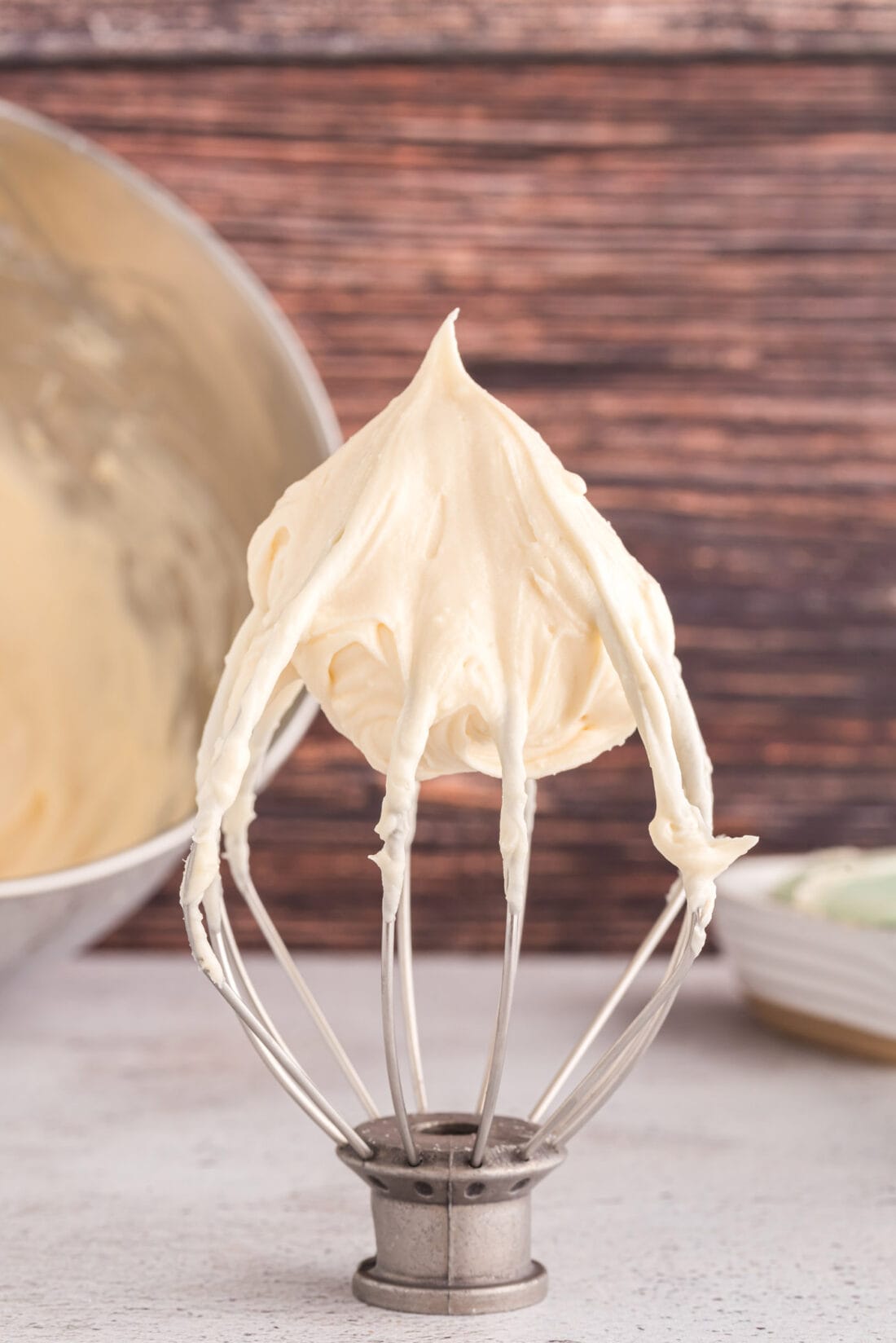 Cream Cheese Frosting on a whisk