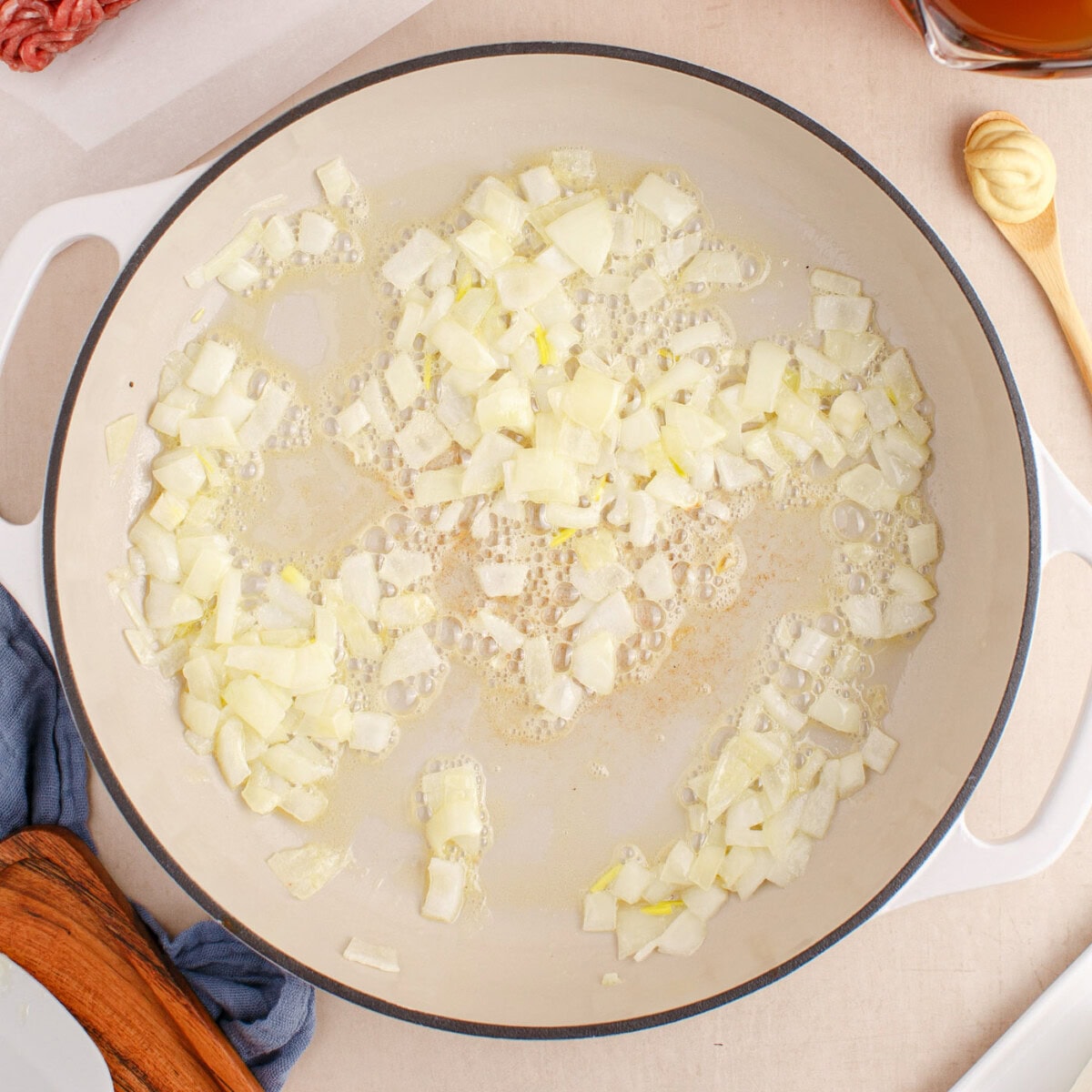 sauteeing onions in butter