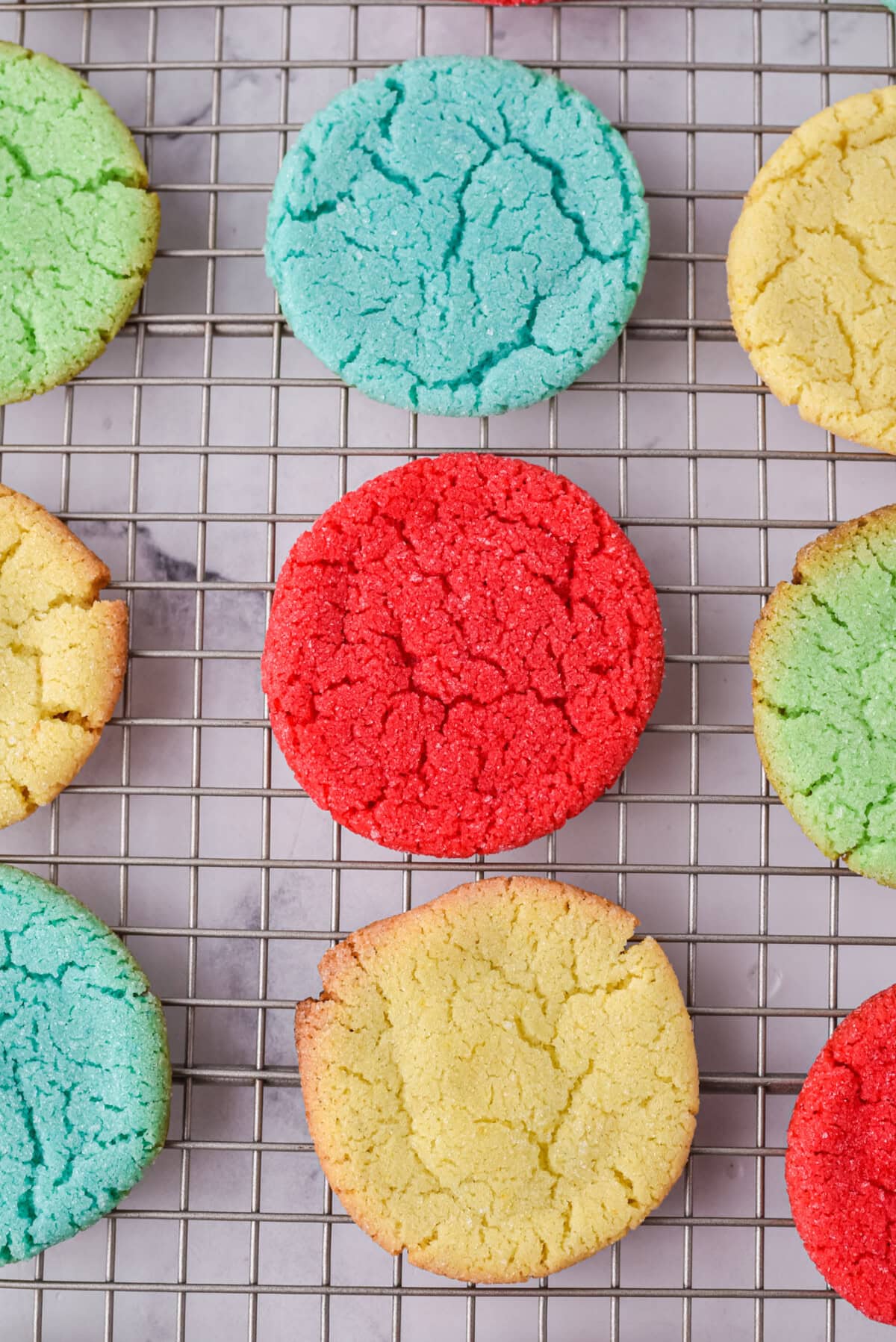 Jello Cookies on a wire rack