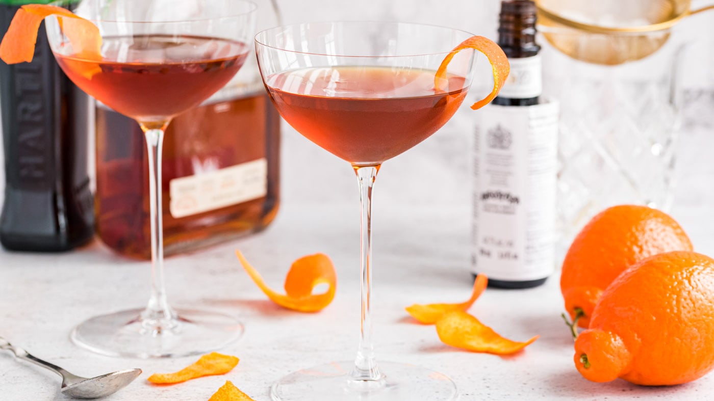 This famous drink has a bit of spice from rye whiskey, a touch of bitter-sweetness from the vermouth