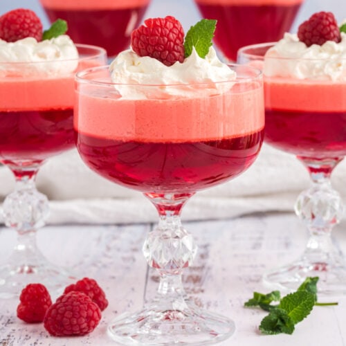 Raspberry Jell-O Parfaits