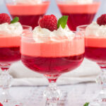 Raspberry Jell-O Parfaits with whipped cream