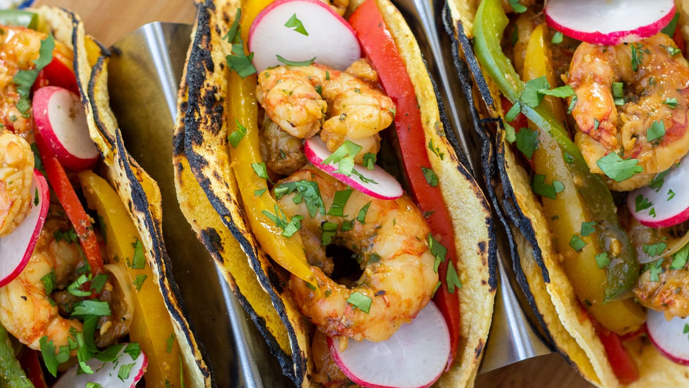 The key to perfectly juicy shrimp fajitas is all in the marinade. Packed with seasonings, soy sauce,