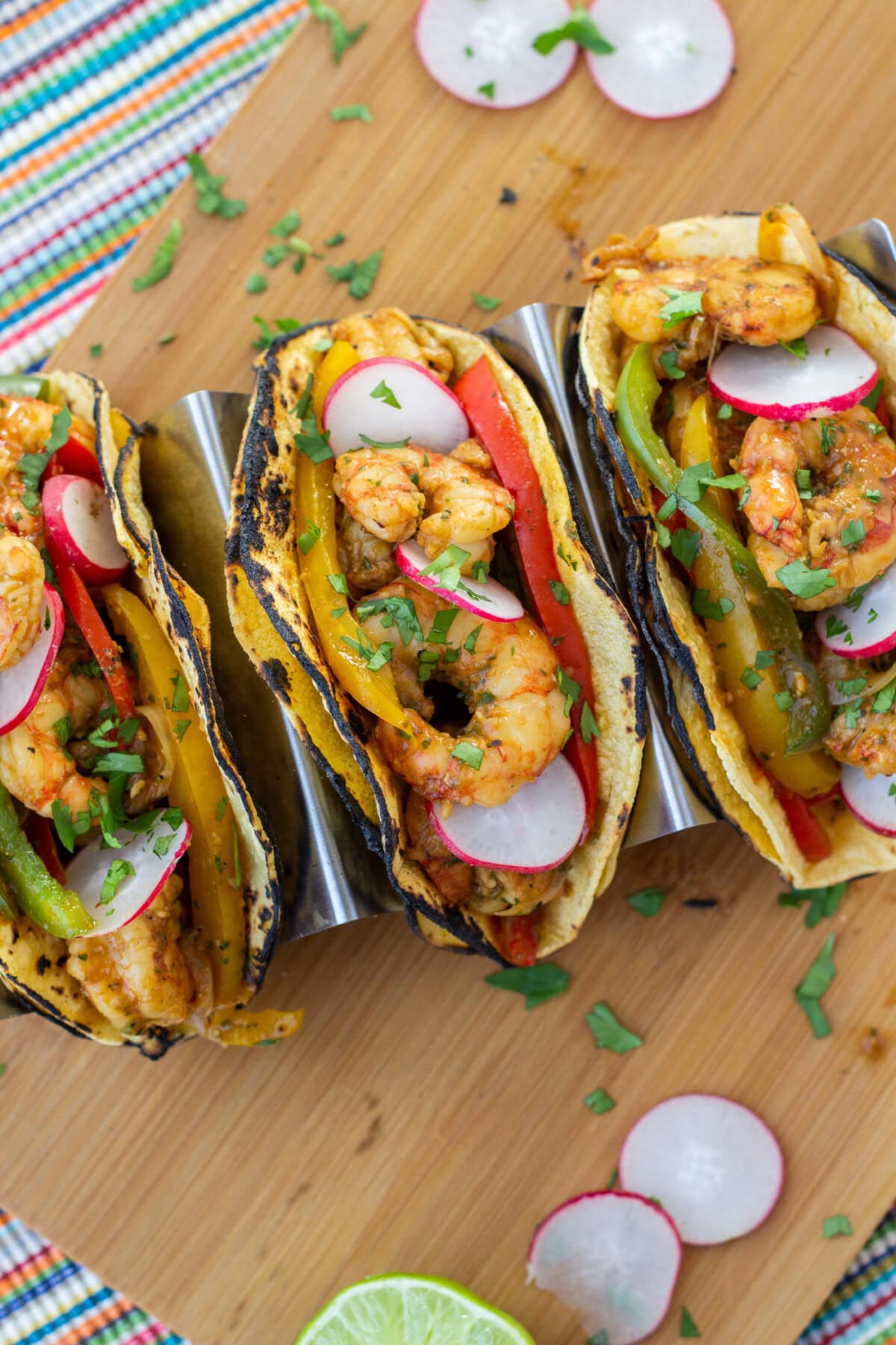 Shrimp Fajitas in tortillas