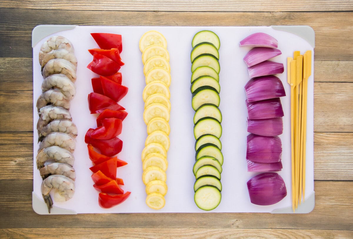 sliced veggies on a cutting board