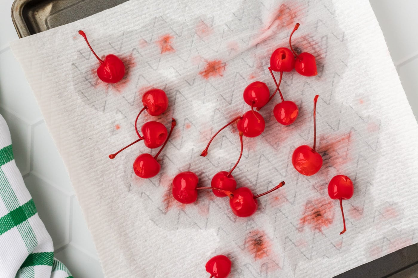 vodka cherries on paper towel