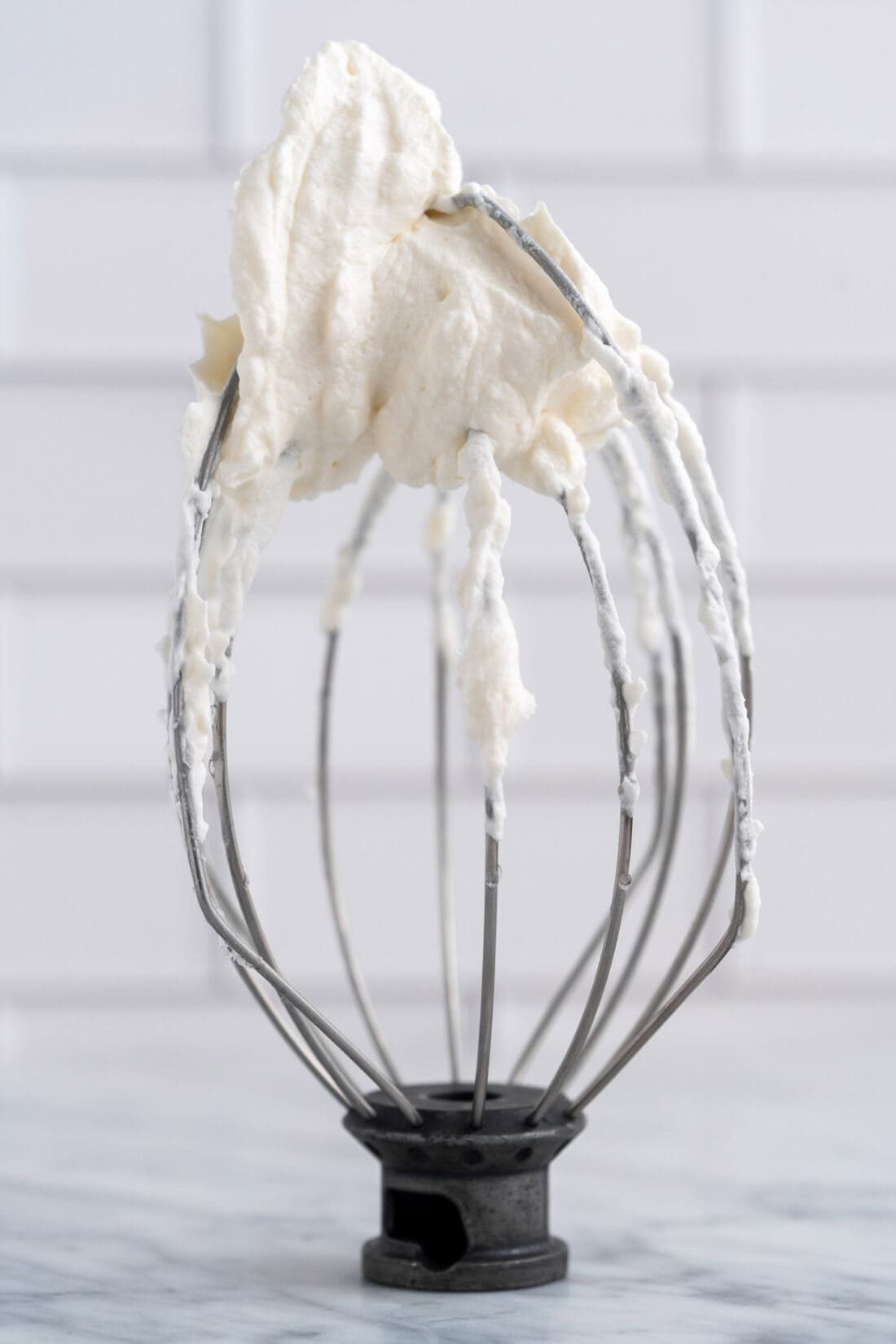 Stabilized Whipped Cream on a whisk