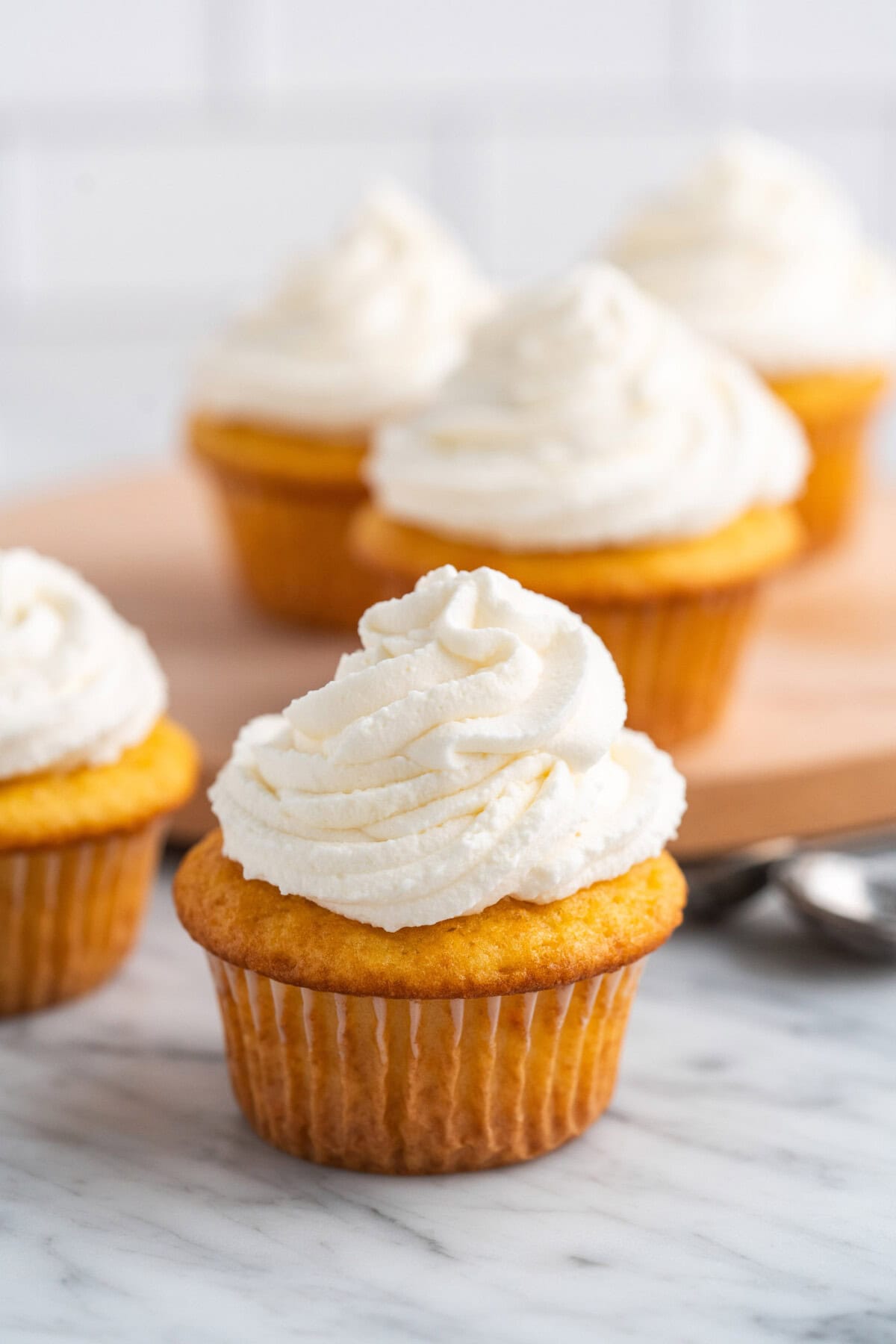 Stabilized Whipped Cream on cupcakes