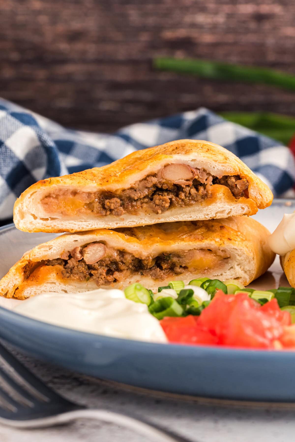 side view of cut Taco Empanadas