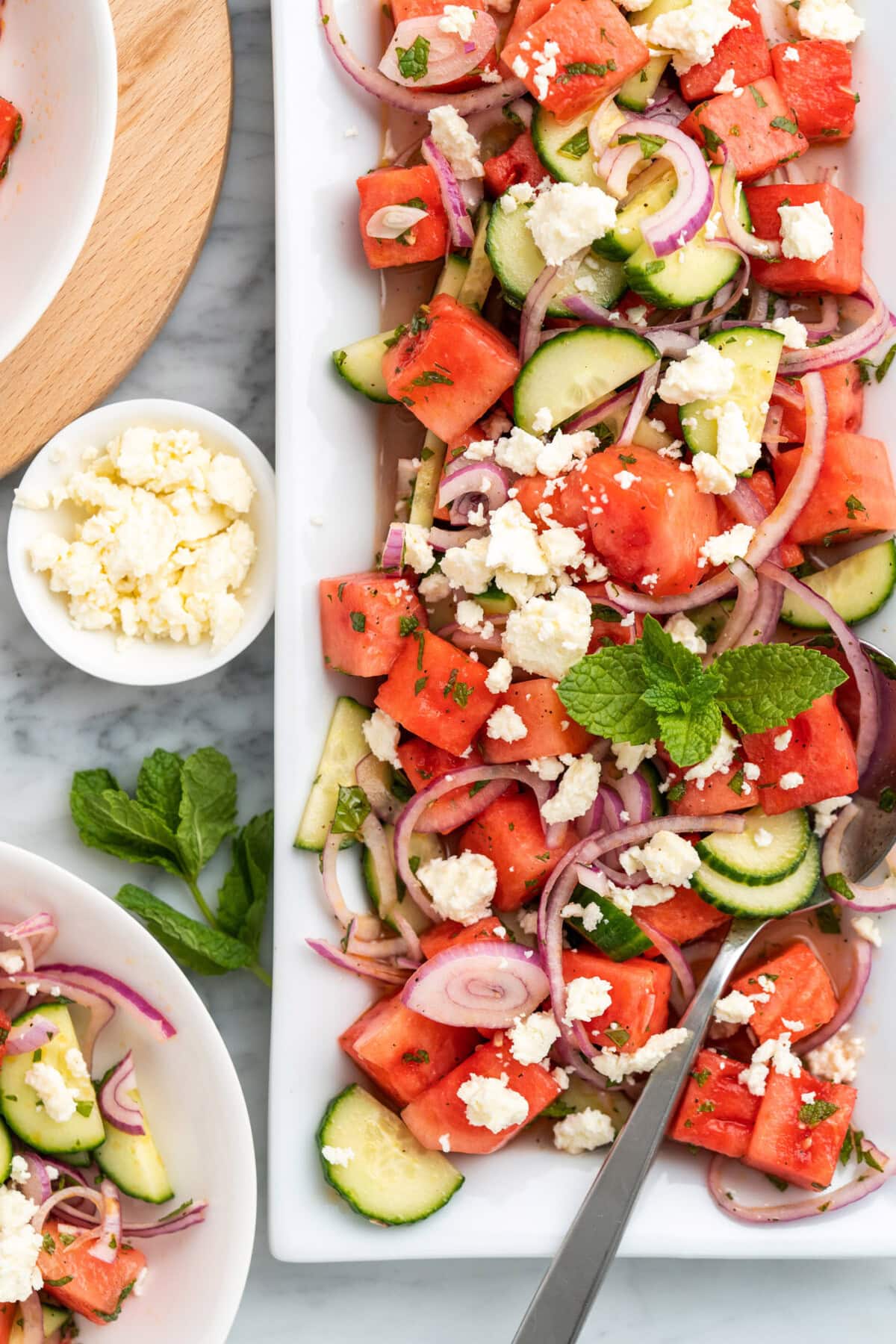 Watermelon Salad on a platter