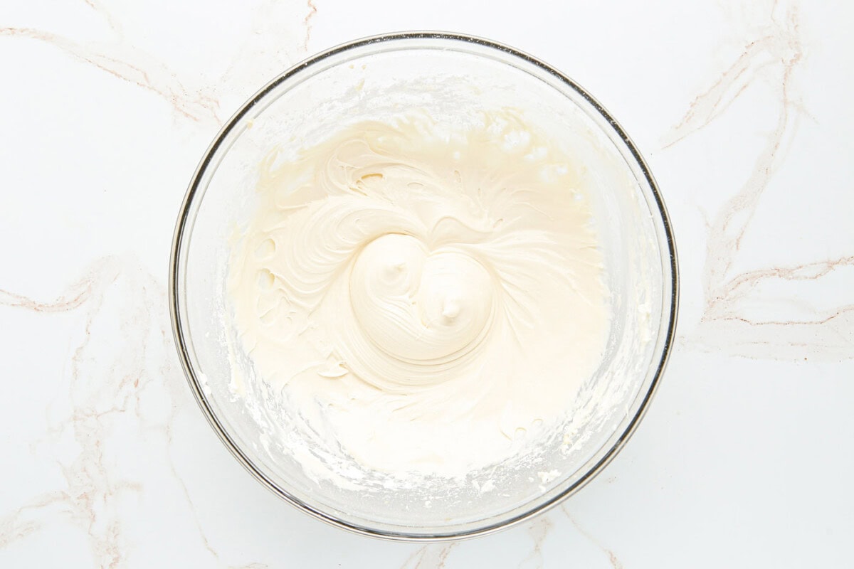 cream cheese beaten in a bowl