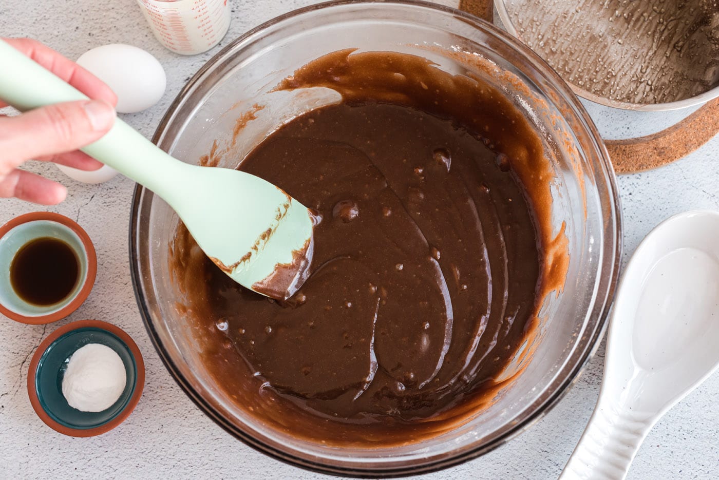 chocolate texas sheet cake batter in a bowl