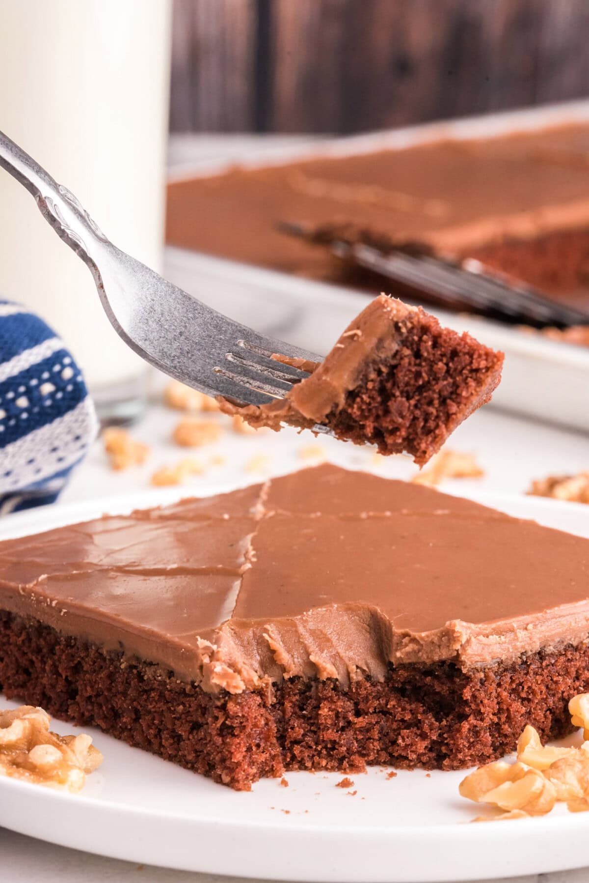 fork of Chocolate Texas Sheet Cake