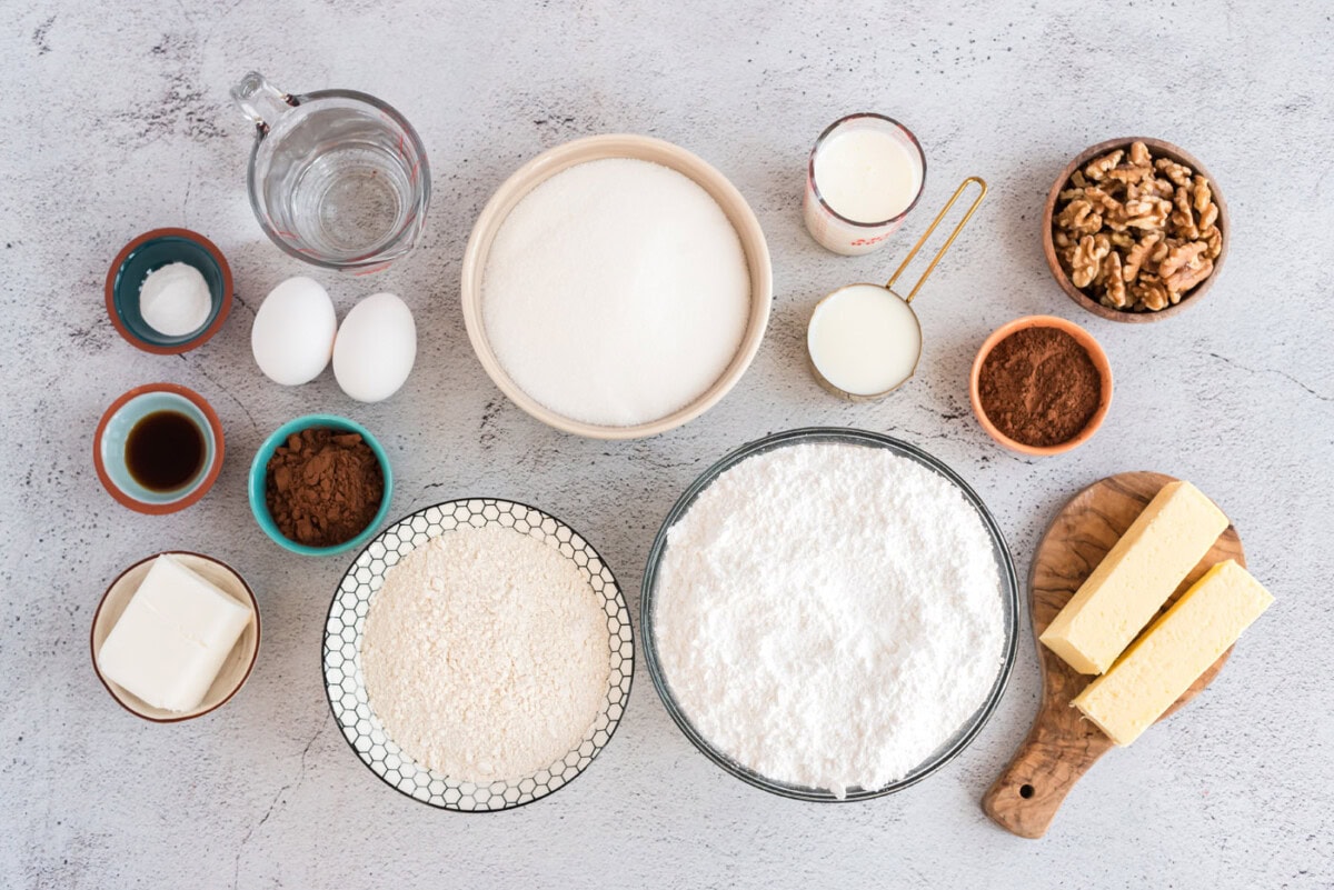 ingredients for Chocolate Texas Sheet Cake