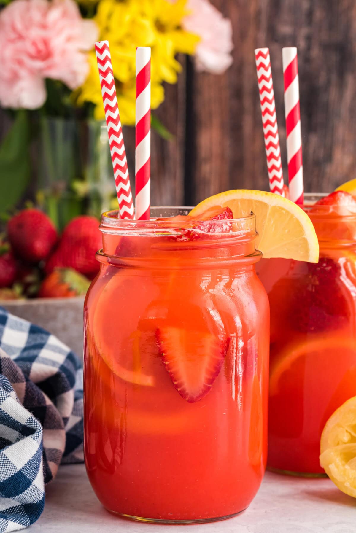 Easy Strawberry Lemonade in a mason jar