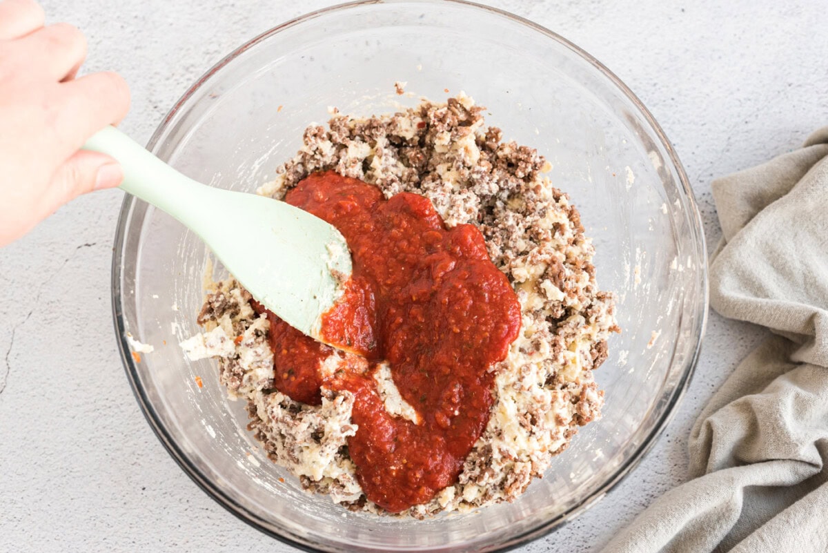 lasagna roll ups meat mixture in a bowl