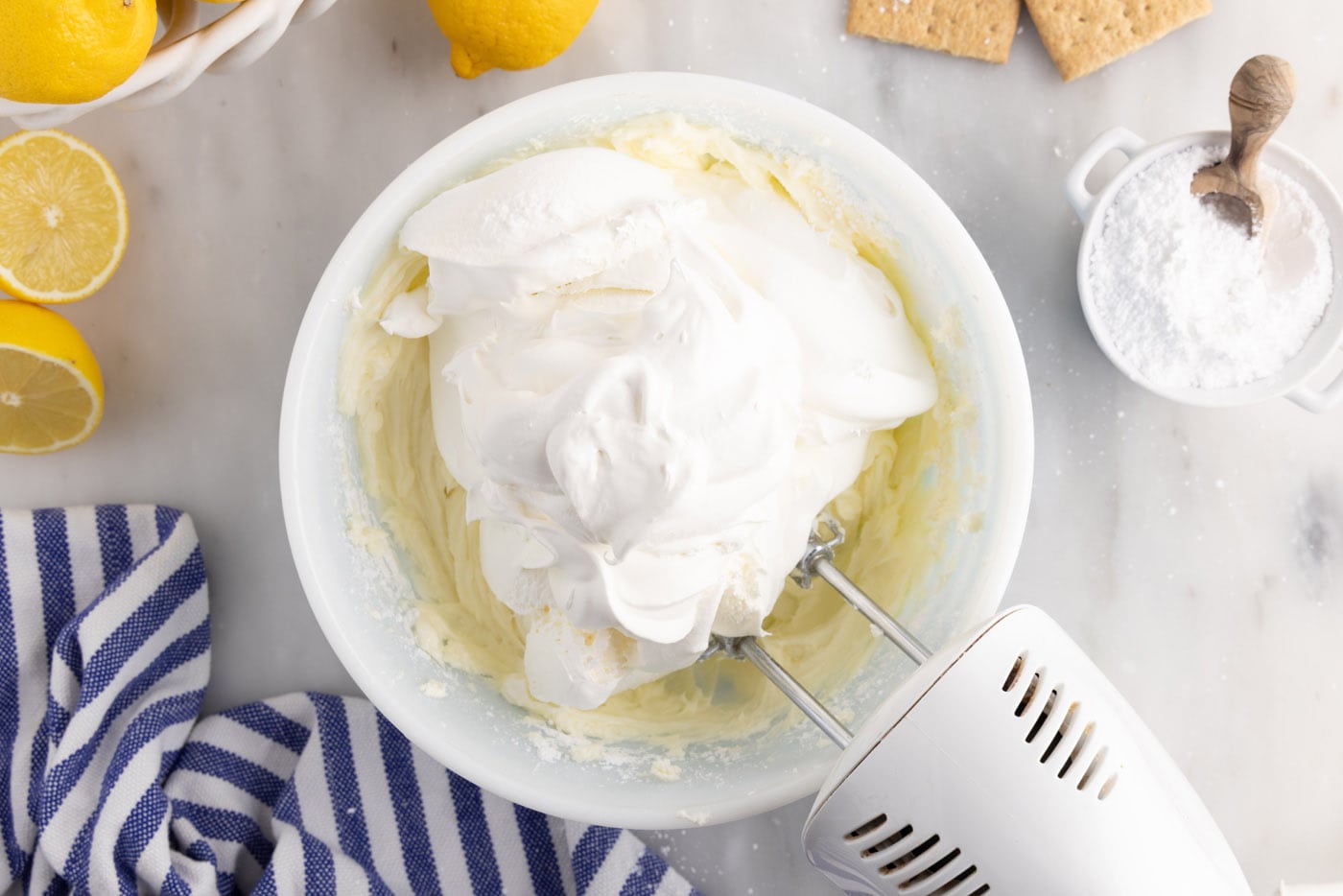 beating cool whip into cream cheese
