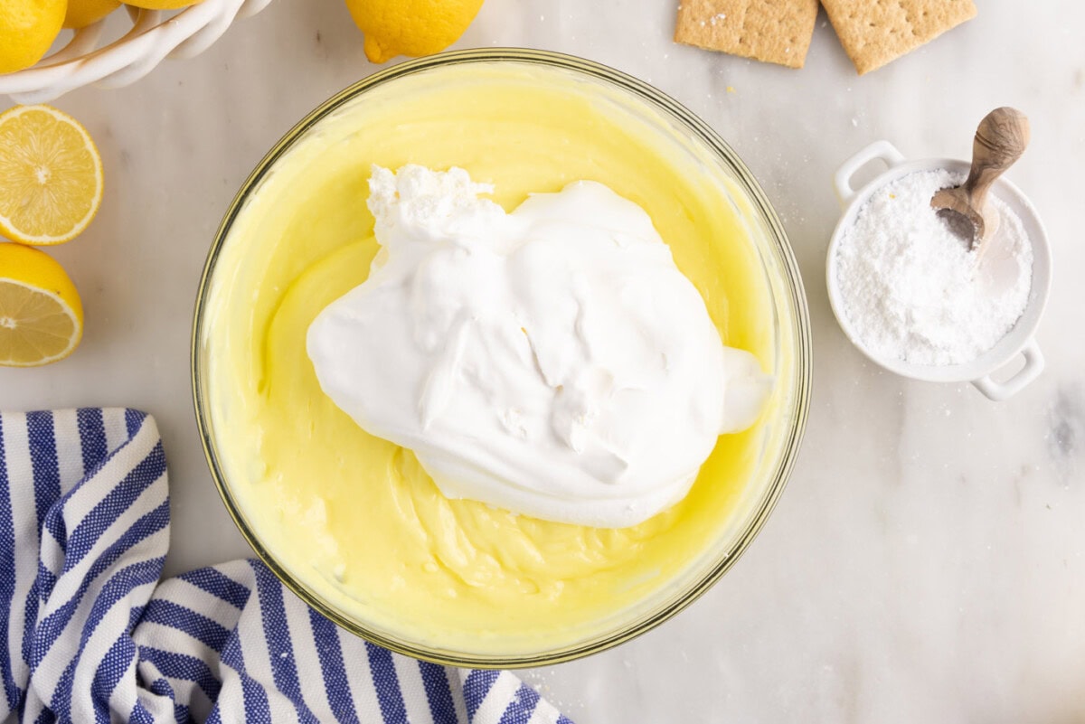whipped topping. ontop of lemon pudding