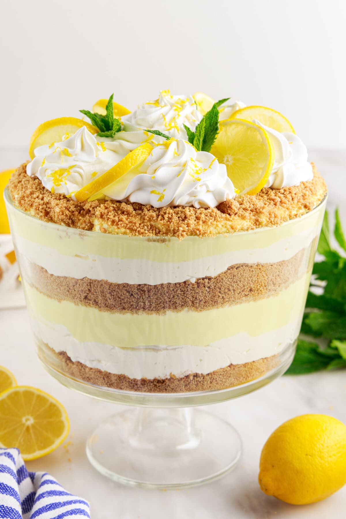 Lemon Lush Trifle with mint garnish