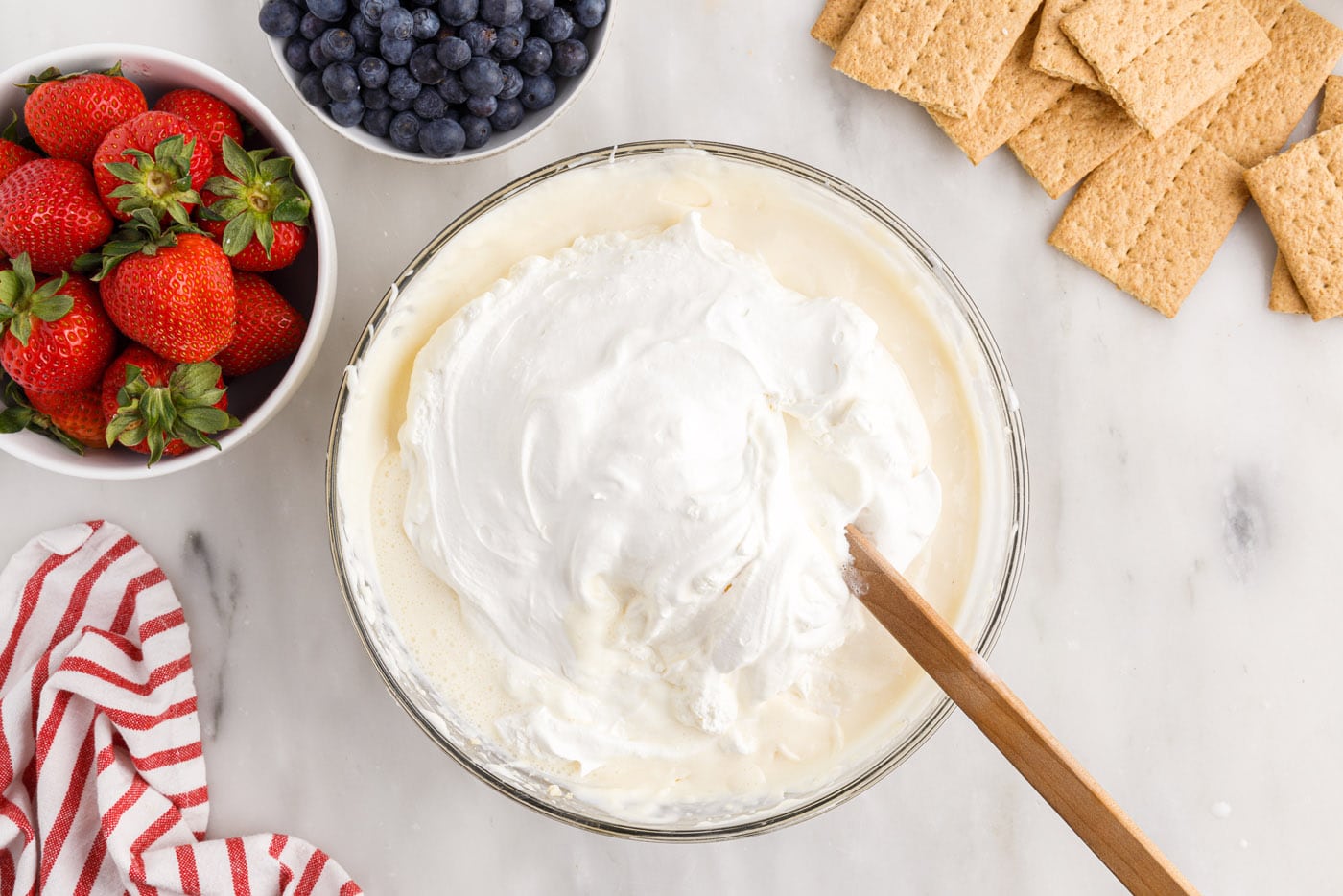 folding cool whip into pudding mixture