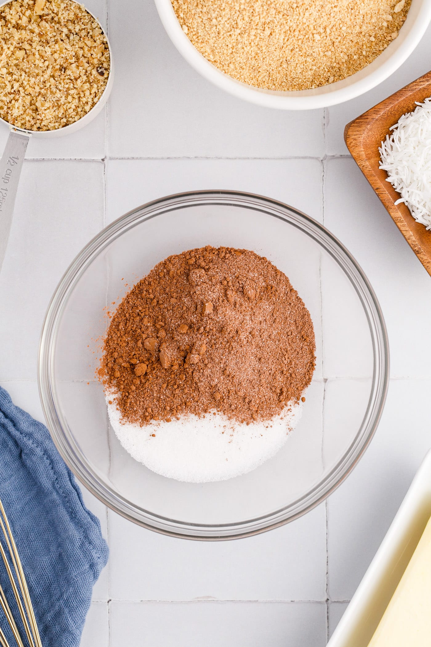 cocoa powder and sugar in a bowl