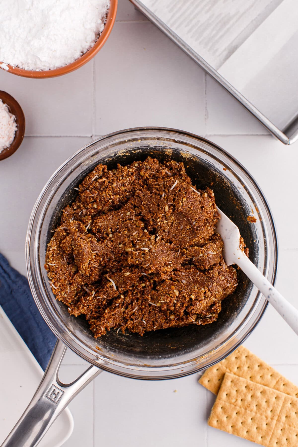 coconut graham crust in a bowl
