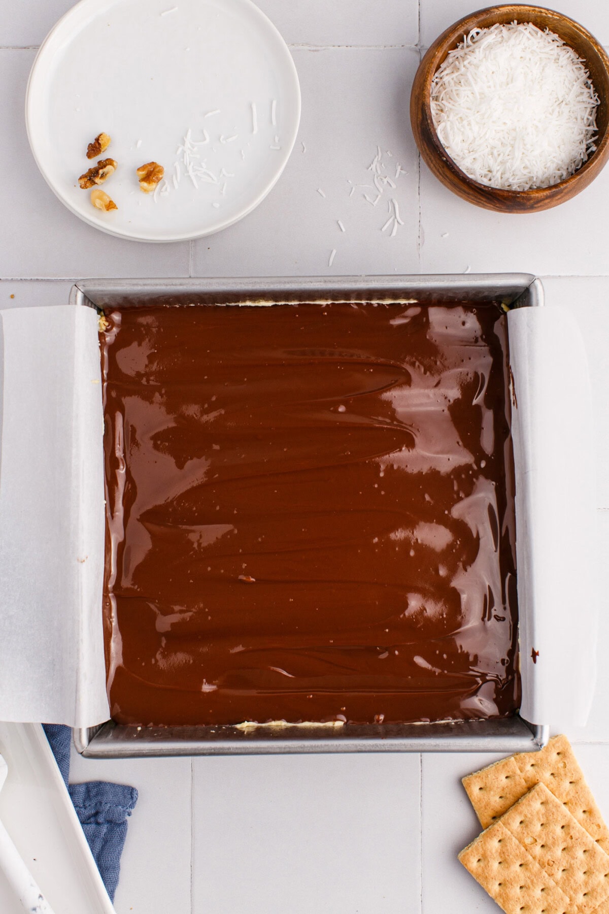 chocolate on top of Nanaimo bars