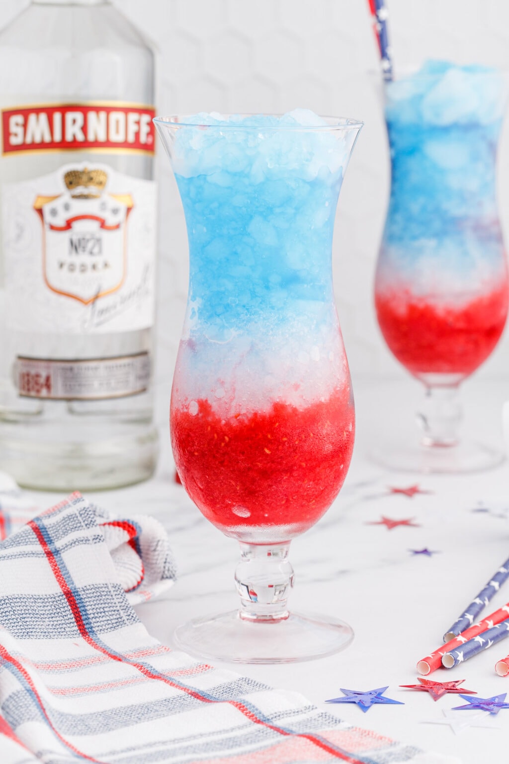 Patriotic Vodka Lemonade Slushie - Amanda's Cookin' - Cocktails