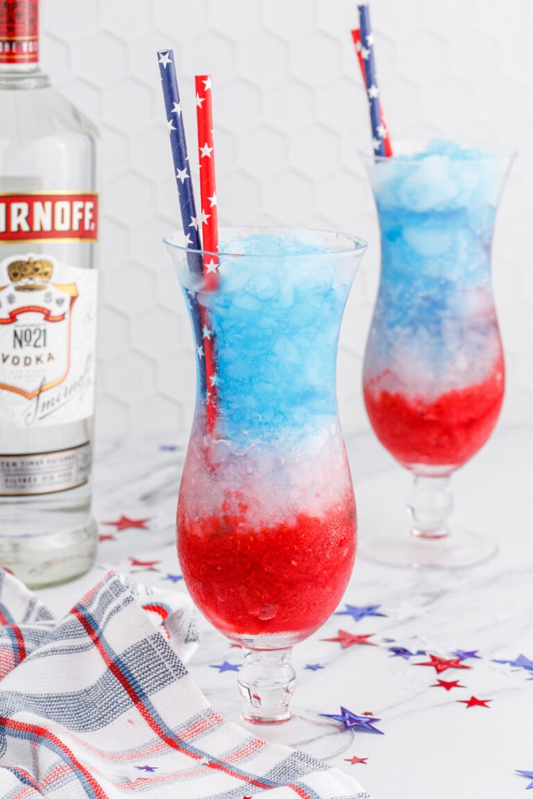 Patriotic Vodka Lemonade Slushie - Amanda's Cookin' - Cocktails