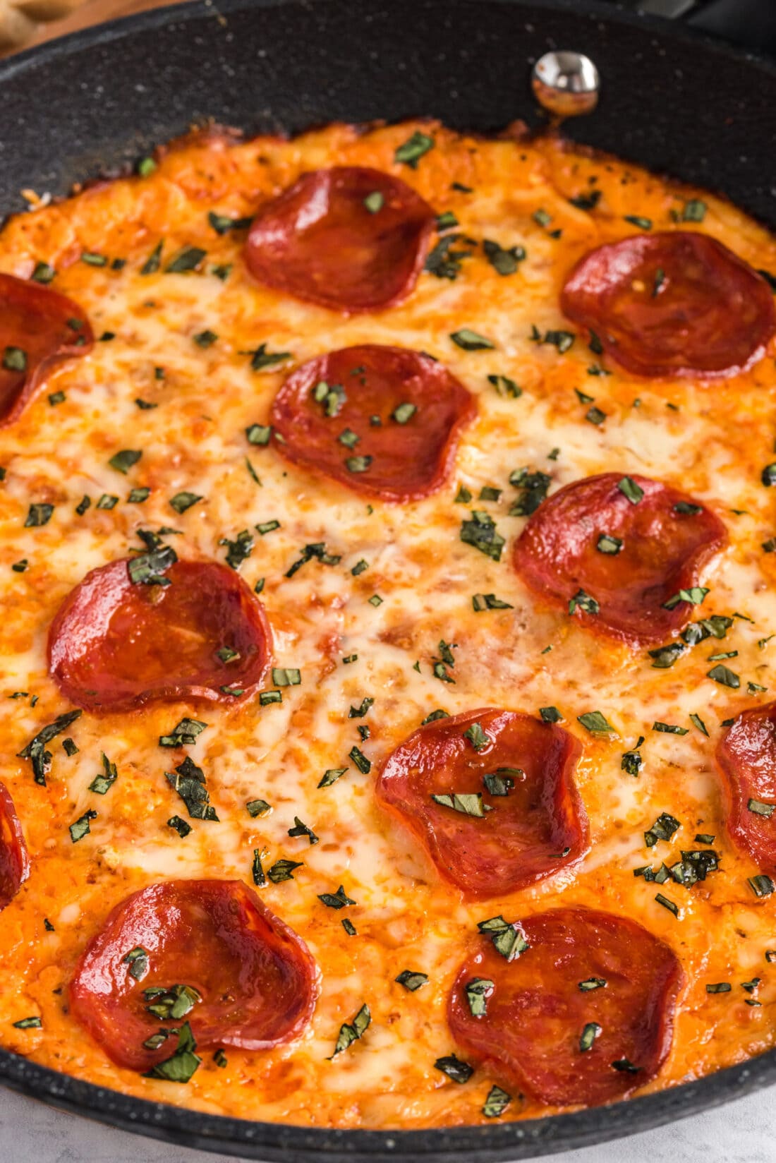 close up of pizza dip