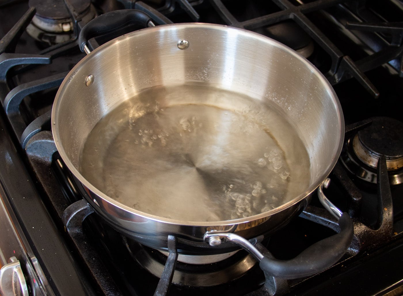 boiling water in steam pot