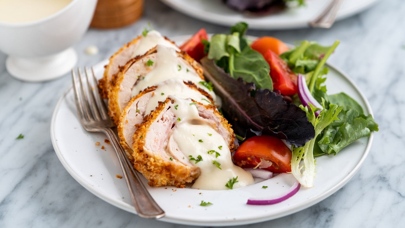 Air fryer chicken cordon bleu eliminates the oily, greasy mess of traditional pan-frying without ski