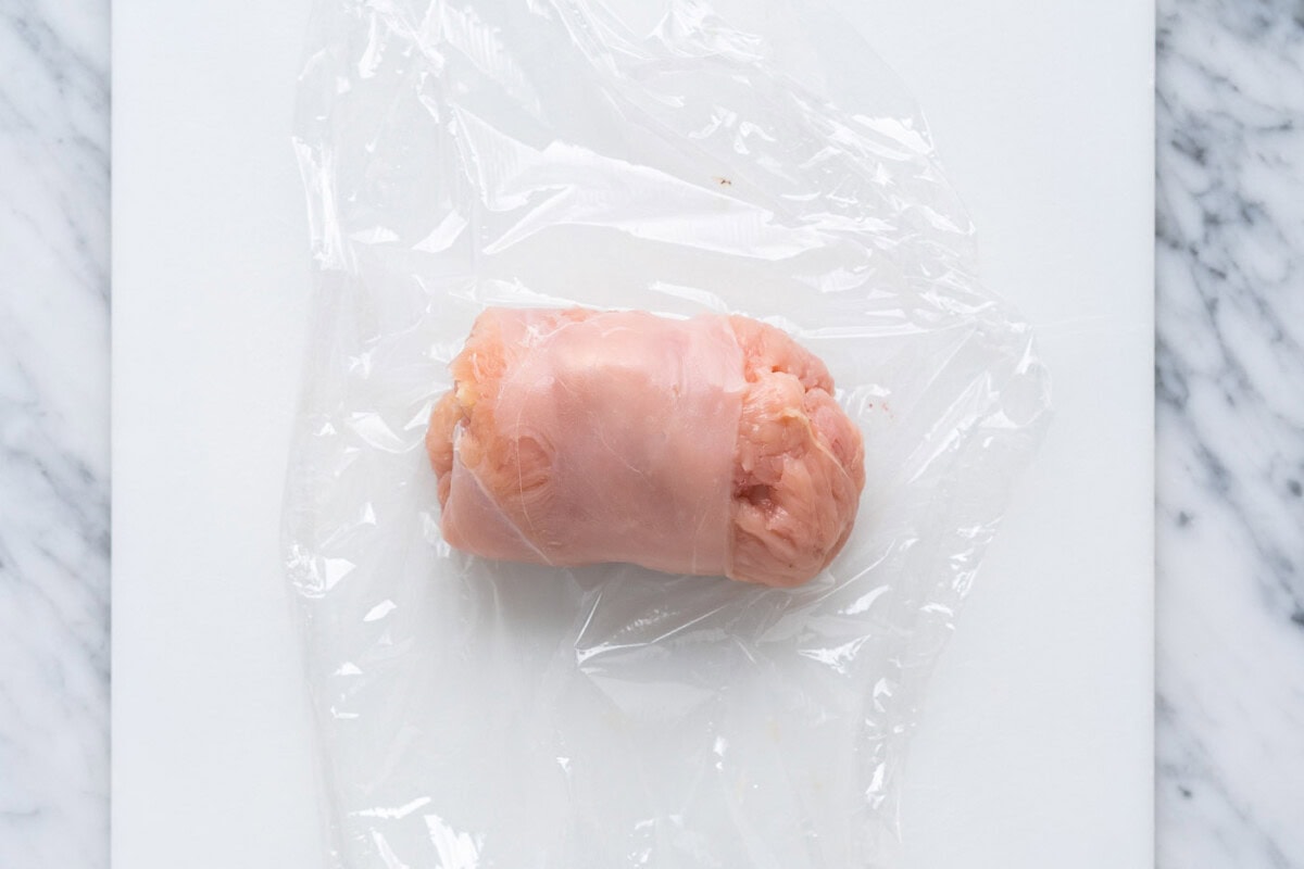 wrapping chicken cordon bleu in plastic wrap